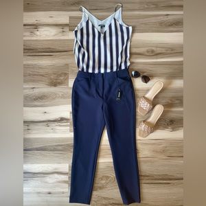 Express, navy blue, high-rise, skinny style, work pants, size 8/short